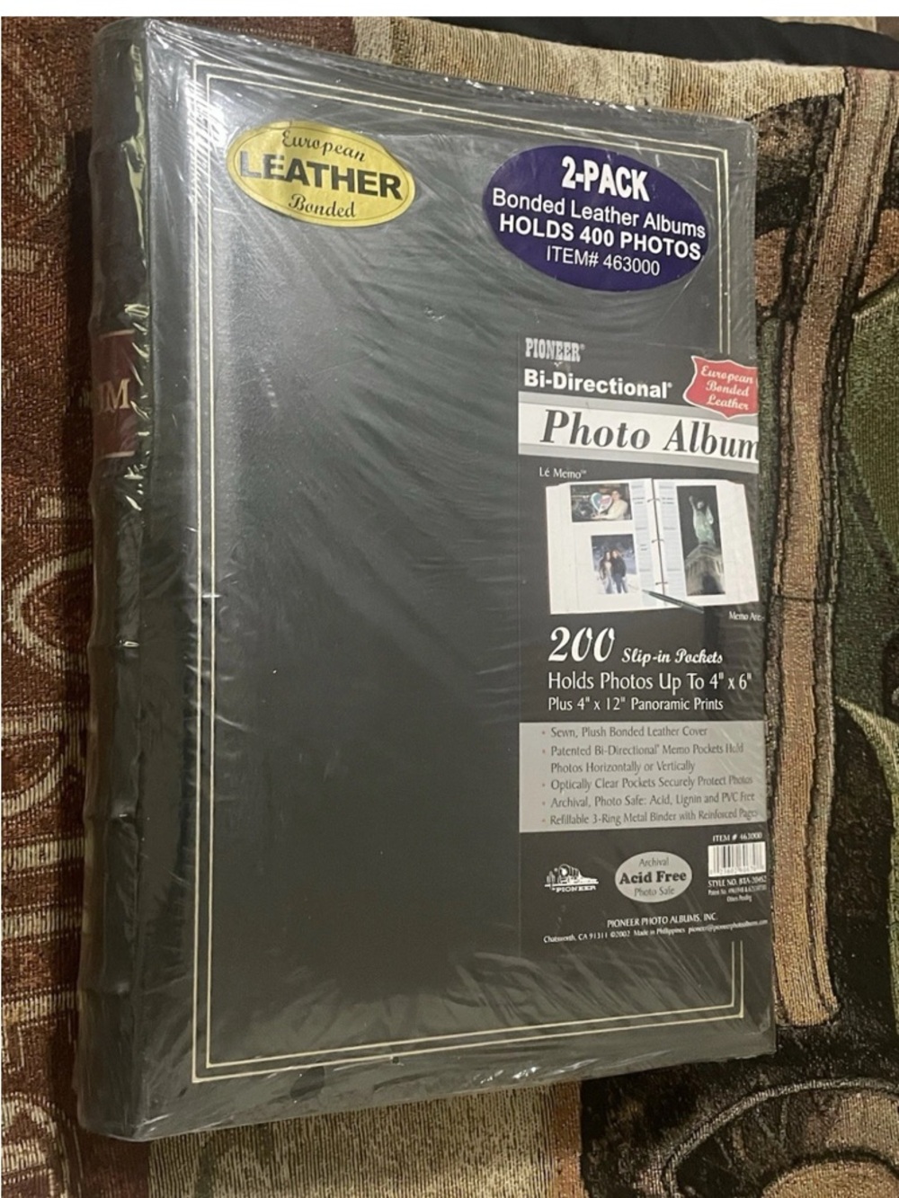 PIONEER  LE MEMO 2-Pack European Leather Navy Bi-Directional Photo Album NEW